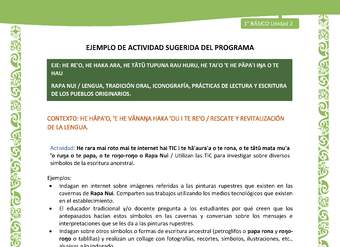 Actividad sugerida LC01 - Rapa Nui - U2 - N°26: Utilizan las TIC para investigar sobre diversos símbolos de la escritura ancestral.