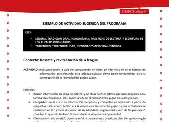 Actividad sugerida Nº 2- LC02 - YAG-U4-LR - Investigan sobre la vida del campamento, en sitios de internet y en otras fuentes de información, considerando esta práctica cultural como parte fundamental para la construcción de la identidad del pueblo yagán