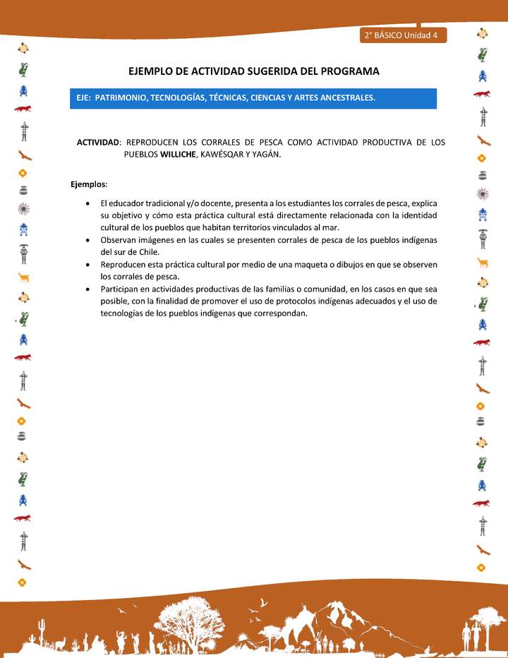 Actividad sugerida Nº 6- LC02 - INTERCULTURALIDAD-U4-EP - REPRODUCEN LOS CORRALES DE PESCA COMO ACTIVIDAD PRODUCTIVA DE LOS PUEBLOS WILLICHE, KAWÉSQAR Y YAGÁN.