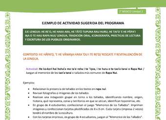 Actividad sugerida LC02 - Rapa Nui - U2 - N°10: Juegan al memorice de los tao'a tarai o tallados más comunes de Rapa Nui.