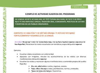 Actividad sugerida LC02 - Rapa Nui - U2 - N°20: Relacionan los textos escuchados con temáticas propias del pueblo rapa nui.