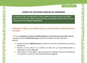 Actividad sugerida LC02 - Rapa Nui - U2 - N°09: Conocen la historia del Mōai Kava-kava y relacionan el tallado como forma identitaria.