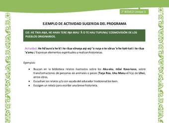 Actividad sugerida LC02 - Rapa Nui - U3 - N°11: Expresan elementos espirituales y realizan historietas.