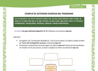 Actividad sugerida LC02 - Rapa Nui - U3 - N°16: Realizan una artesanía rapa nui.