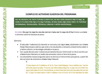 Actividad sugerida LC02 - Rapa Nui - U4 - N°17: Invitan a un koro a comentar sobre las técnicas de pesca.