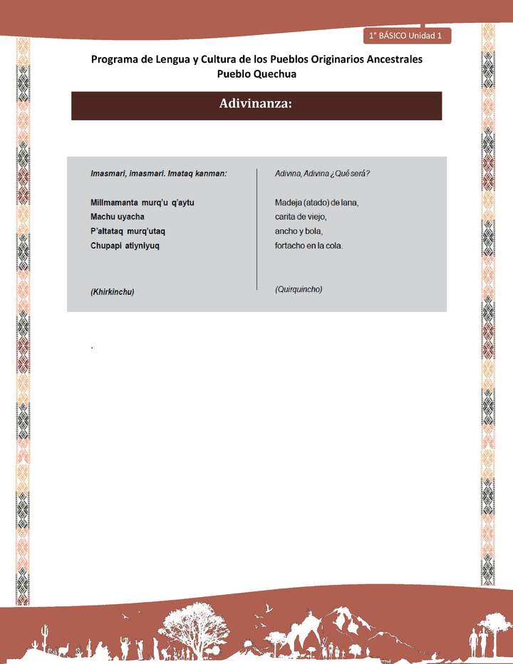 Orientaciones al docente - Adivinanza