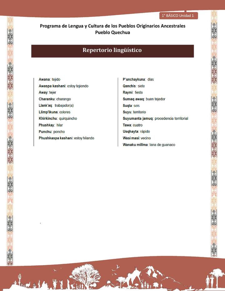 QUECHUA-LC01-U01-Orientaciones al docente - Repertorio lingüístico