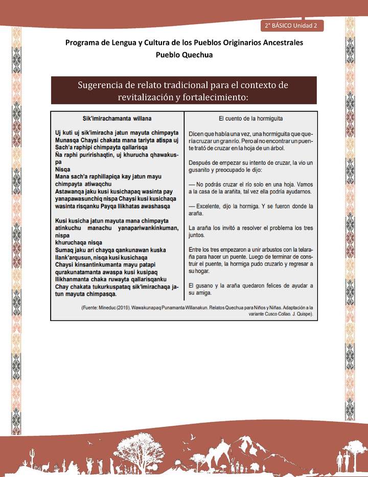 QUECHUA-LC02-U02-Orientaciones al docente - Relato El cuento de la hormiga II