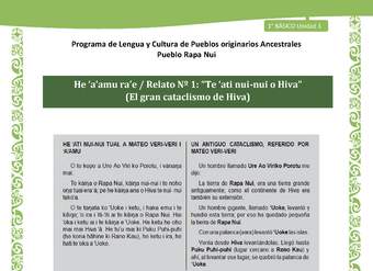 01-Orientaciones al docente - LC02 - Rapa nui - U1 - He ‘a’amu ra’e / Relato Nº 1: “Te ‘ati nui-nui o Hiva” (El gran cataclismo de Hiva)