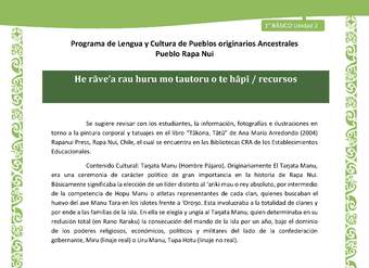 Orientaciones al docente - LC01-RAPANUI - U02 - He rāve’a rau huru mo tautoru o te hāpī