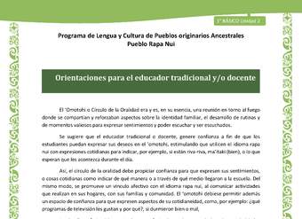 Orientaciones al docente - LC01-RAPANUI - U02 - INTRODUCCIÓN