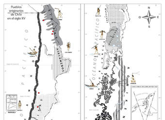 Mapa pueblos originarios en Chile siglo XV