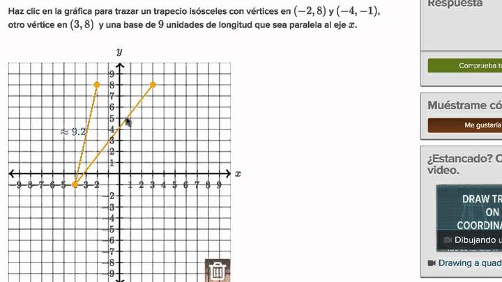 Dibujando un trapecio en el plano coordenado. Ejemplo