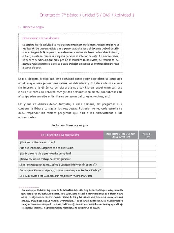 Orientación 7° básico-Unidad 5-OA9-Actividad 1