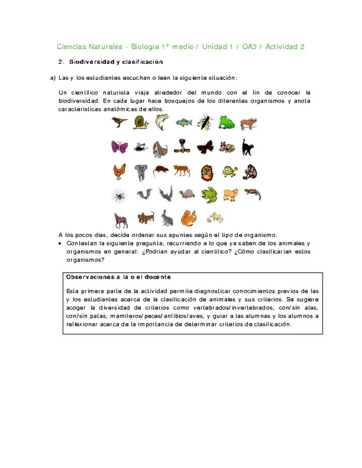 Ciencias Naturales 1 medio-Unidad 1-OA3-Actividad 2