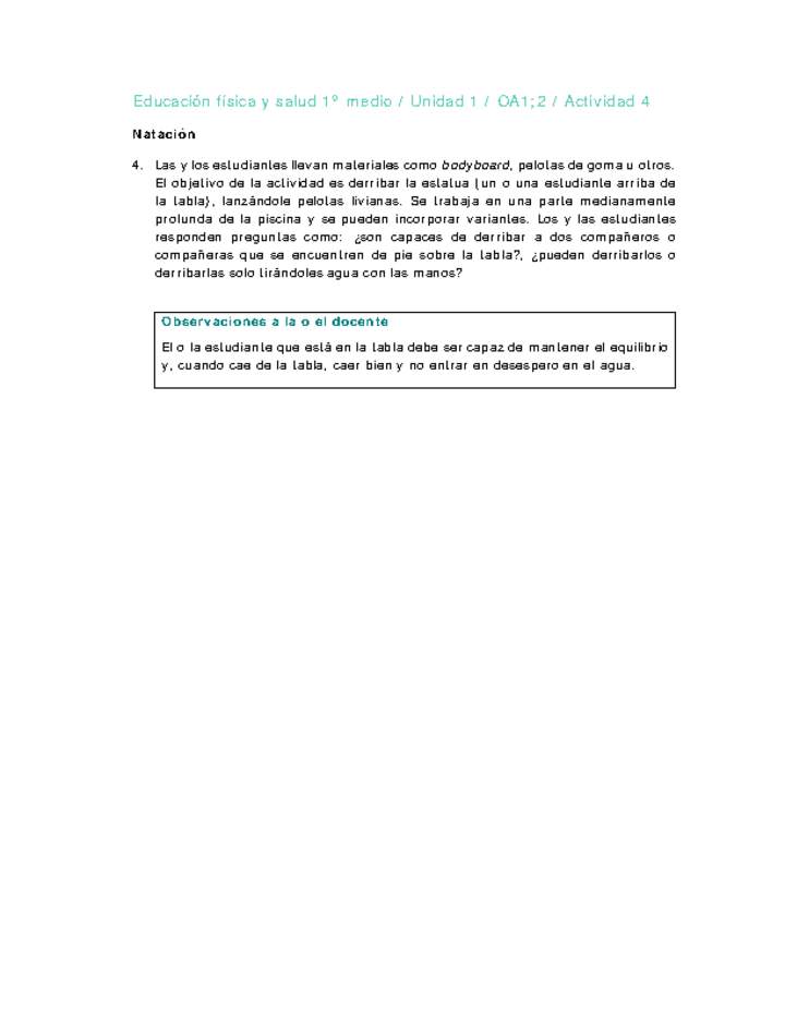 Educación Física 1 medio-Unidad 1-OA1;2-Actividad 4