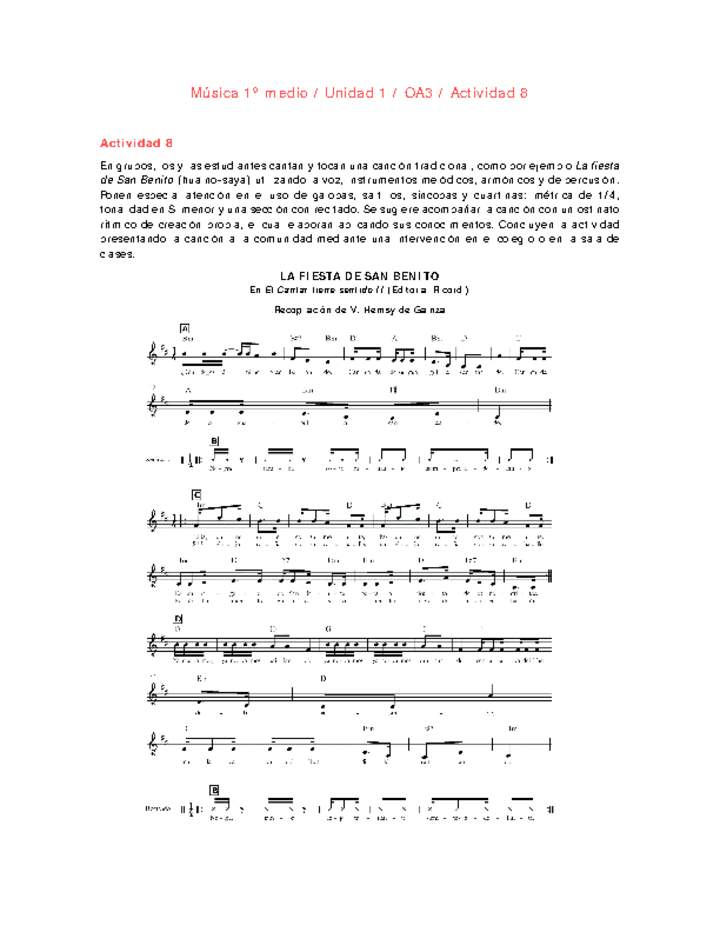 Artes Musicales 1 medio-Unidad 1-OA3-Actividad 8