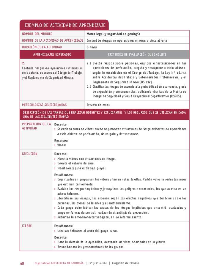 Control de riesgos en operaciones mineras a cielo abierto