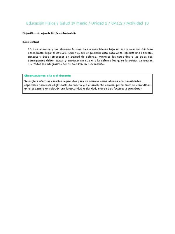 Educación Física 1 medio-Unidad 2-OA1;2-Actividad 10