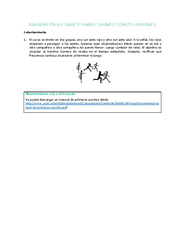 Educación Física 1 medio-Unidad 2-OA4;5-Actividad 1