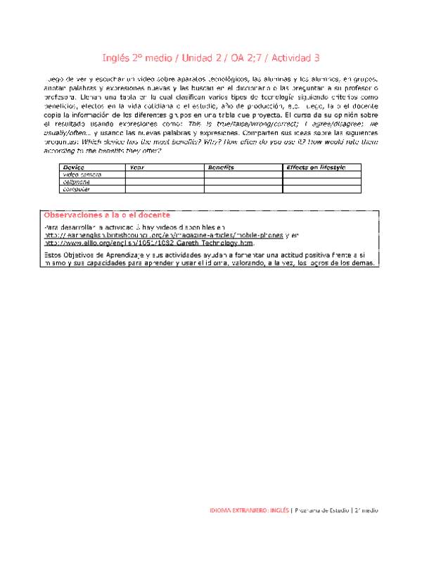 Inglés 2 medio-Unidad 2-OA2;7-Actividad 3