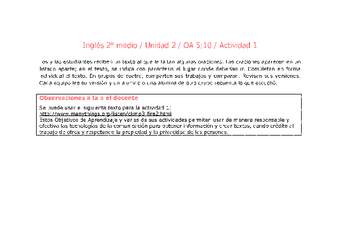 Inglés 2 medio-Unidad 2-OA5;10-Actividad 1