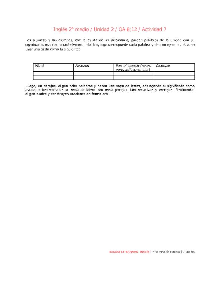 Inglés 2 medio-Unidad 2-OA8;12-Actividad 7