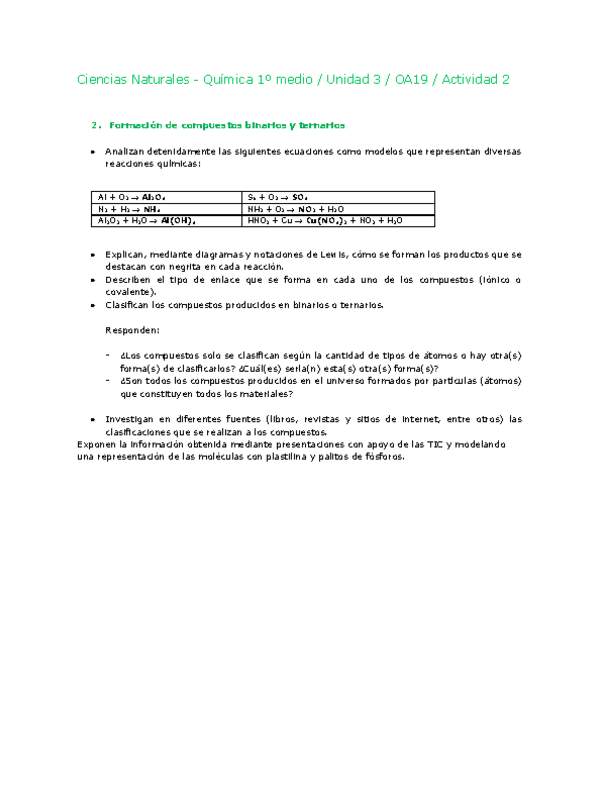 Ciencias Naturales 1 medio-Unidad 3-OA19-Actividad 2