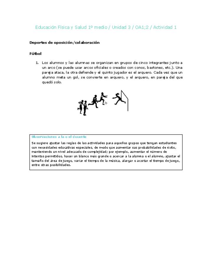 Educación Física 1 medio-Unidad 3-OA1;2-Actividad 1