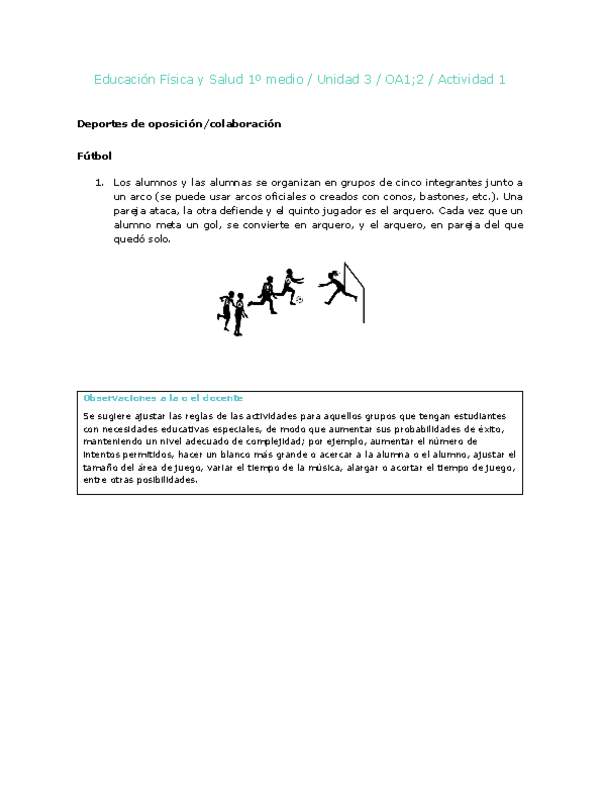 Educación Física 1 medio-Unidad 3-OA1;2-Actividad 1