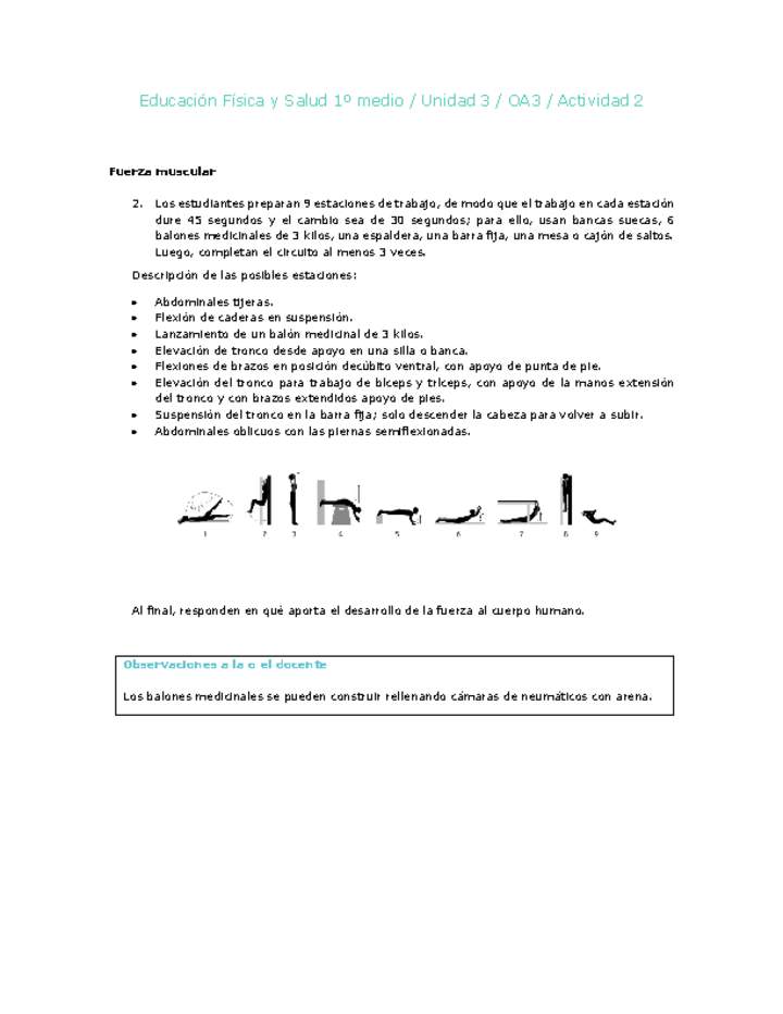 Educación Física 1 medio-Unidad 3-OA3-Actividad 2