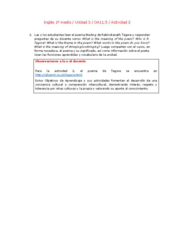 Inglés 1 medio-Unidad 3-OA11;5-Actividad 2