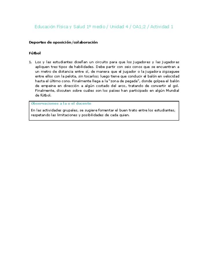 Educación Física 1 medio-Unidad 4-OA1;2-Actividad 1