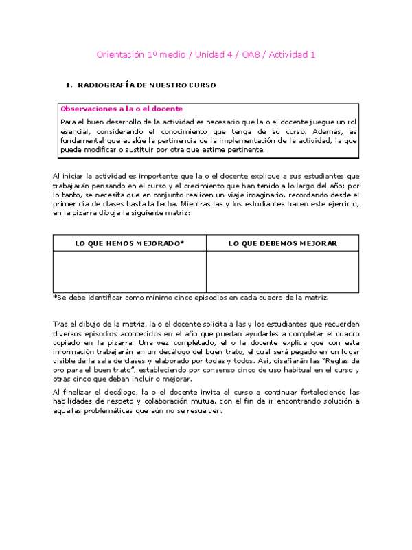 Orientación 1 medio-Unidad 4-OA8-Actividad 1