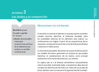 Sugerencia para el profesor: Actividad 3. Los óxidos y su composición