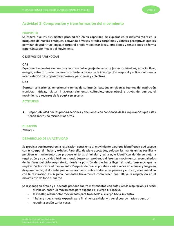 Actividad 3: Comprensión y transformación del movimiento