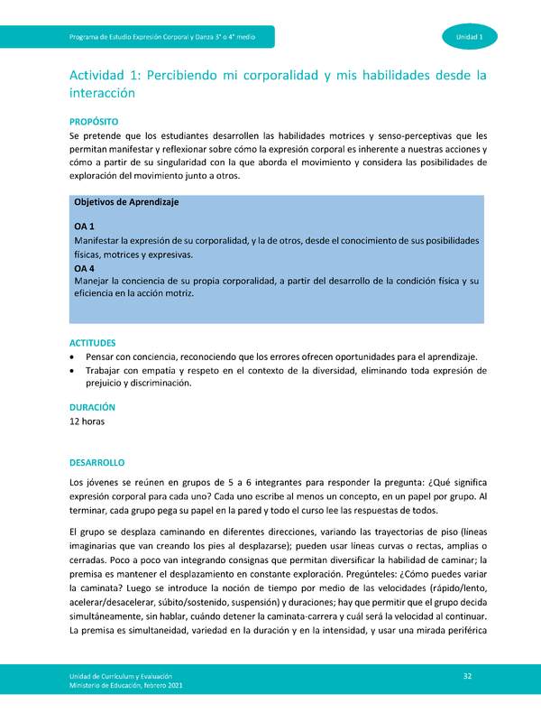 Actividad 1: Percibiendo mi corporalidad y mis habilidades desde la interacción