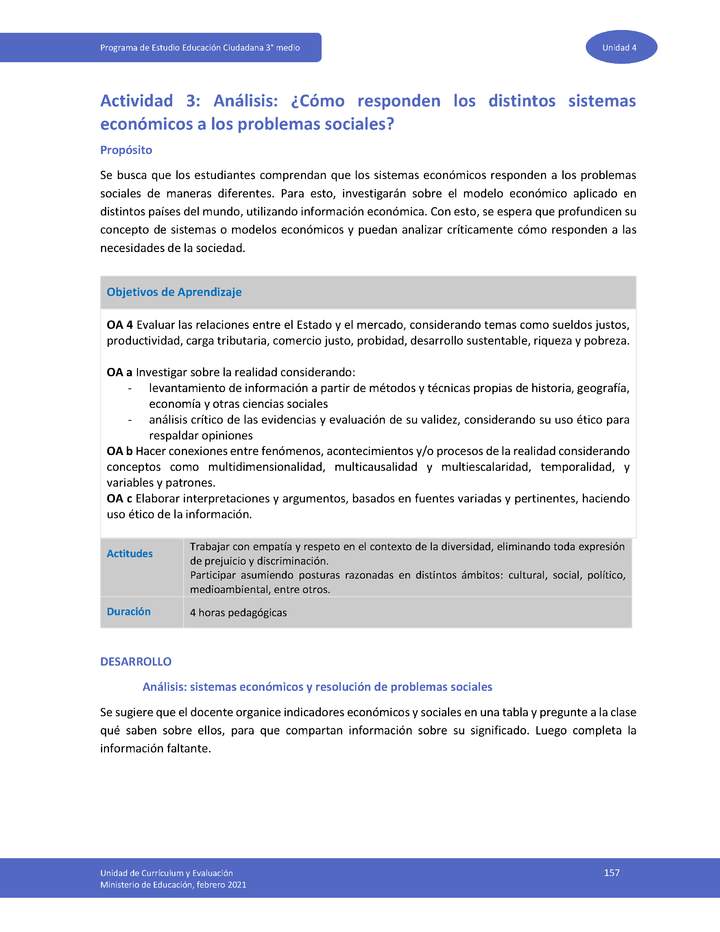 Actividad 3 - Análisis: ¿Cómo responden los distintos sistemas económicos a los problemas sociales?