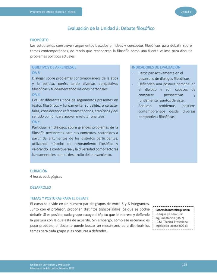 Actividad de evaluación: Debate filosófico