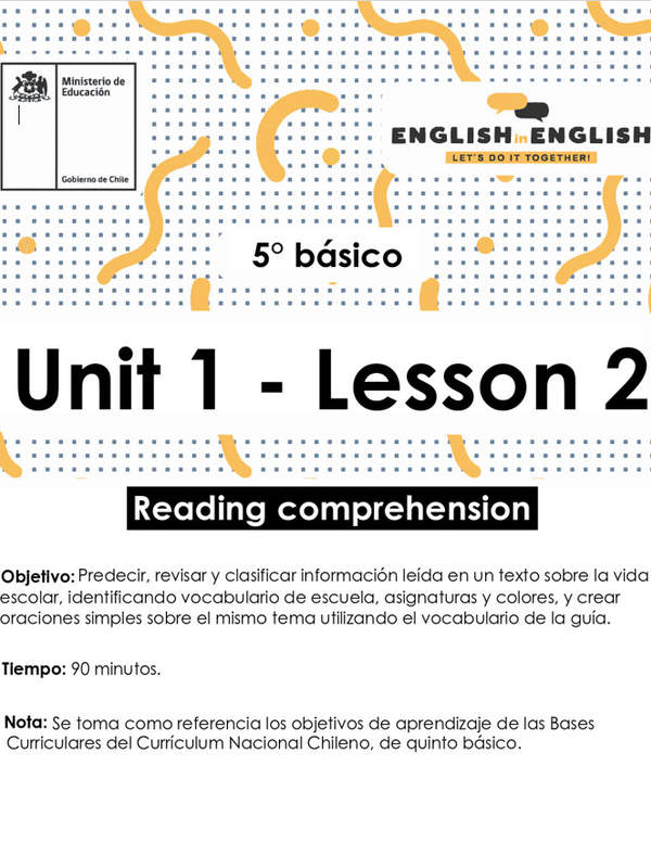 Lesson 2 Inglés 5º básico