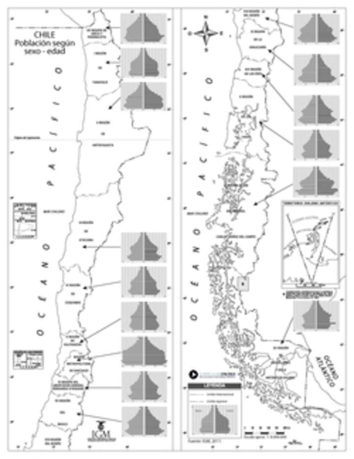 Mapa población de Chile según sexo y edad