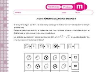 Juego: números escondidos balones 1