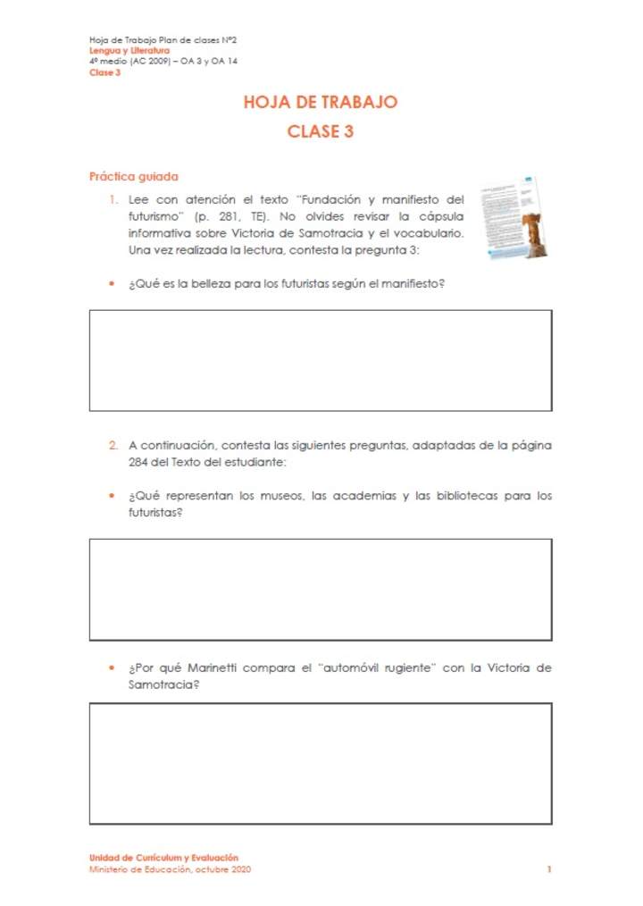 Leccion 1 de lengua y literatura worksheet