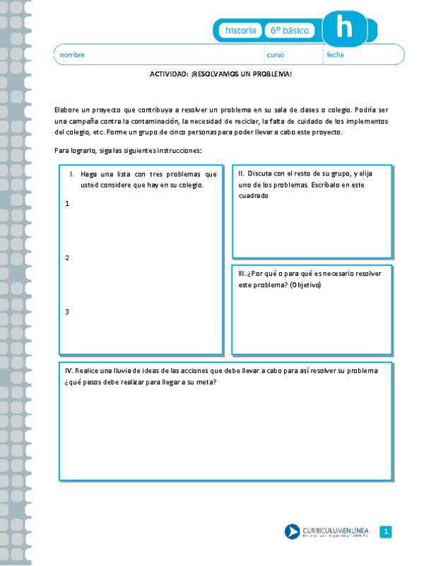 Actividad de elaboración de proyecto para resolver un problema