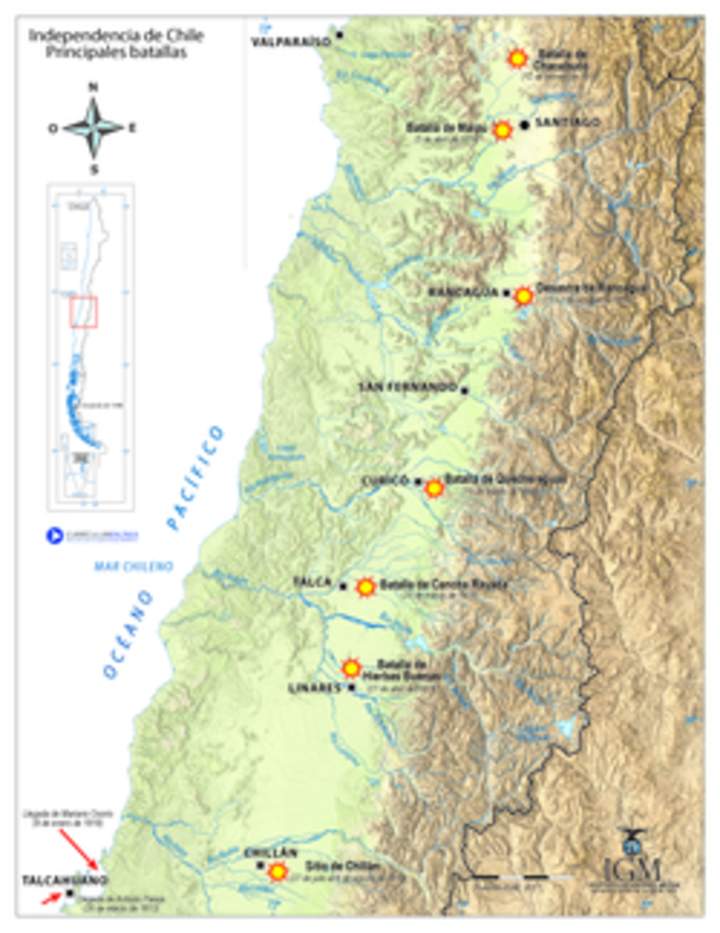 Independencia de Chile. Principales batallas