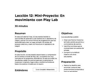 Lección 12: Mini-Proyecto: En movimiento con Play Lab