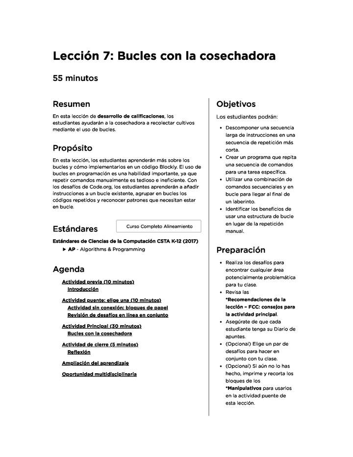 Lección 7: Bucles con la cosechadora