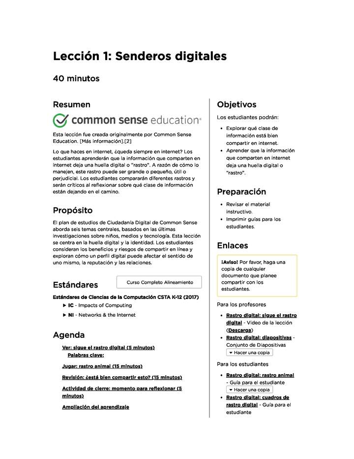 Lección 1: Senderos digitales