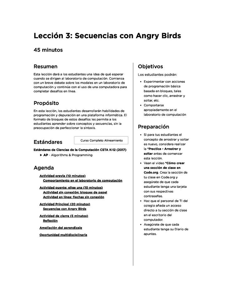 Lección 3: Secuencias con Angry Birds