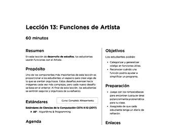 Lección 13: Funciones de Artista